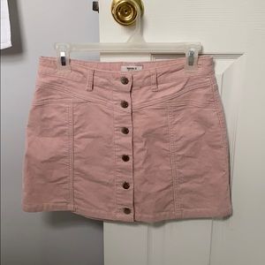 Pink button down mini skirt